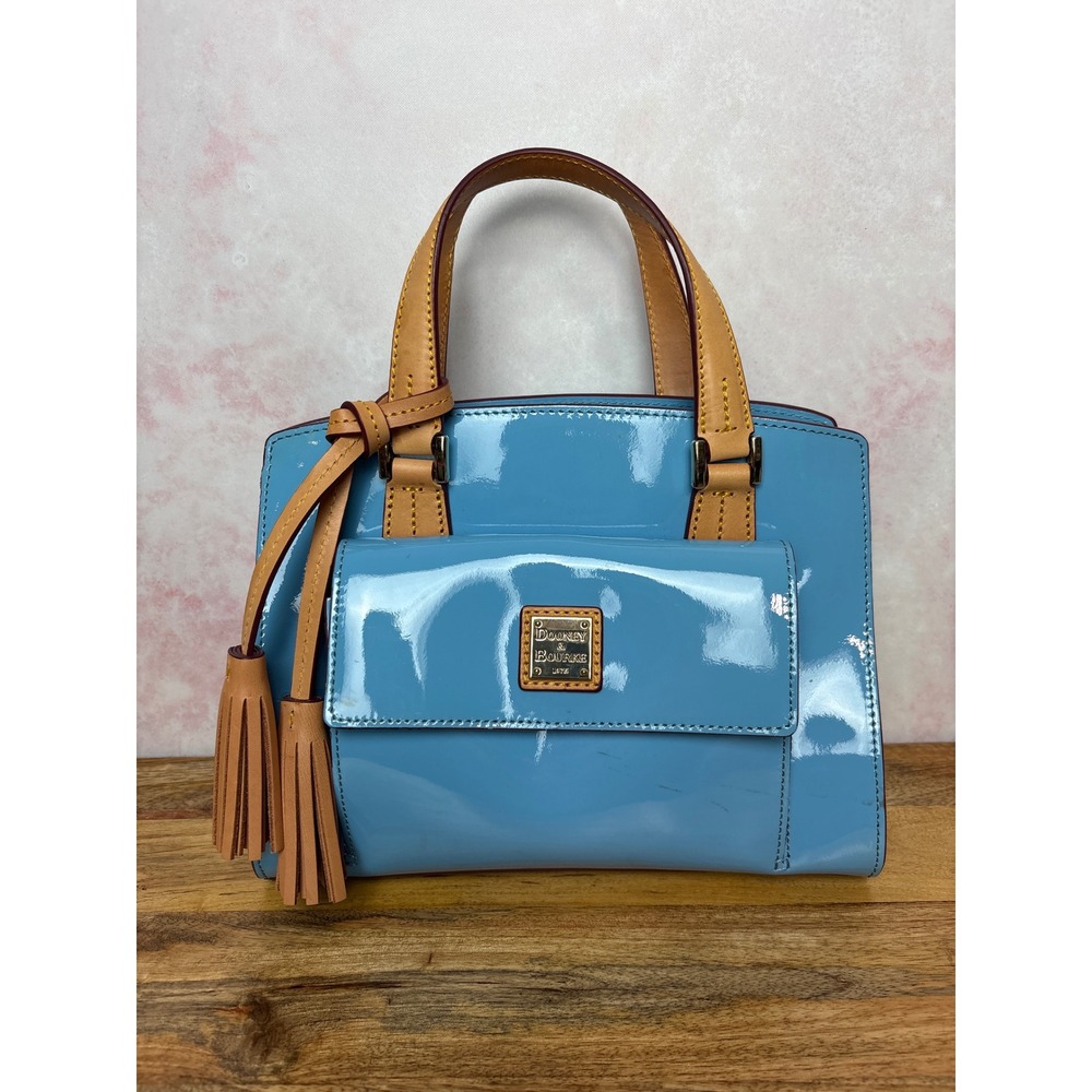 Dooney & Bourke Small Satchel Patent Light Blue NWT Transfer Wear